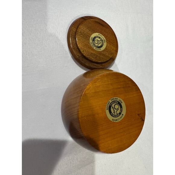 Myrtle Wood Turned Handmade Wooden Trinket Jewelry Bowl with Lid - Picture 4 of 5